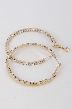 Inward And Outward Rhinestone Hoop Earrings 6FCG8